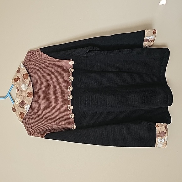 Storybook Knits Vtg 90's Dog Cardigan Sweater with Pupoy Bone Buttons Sz L EUC - Picture 2 of 11